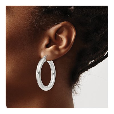 Sterling Silver 37mm Round Hoop Earrings – view 4
