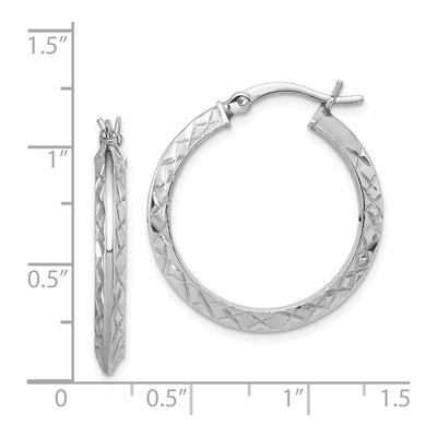 Sterling Silver 25mm Diamond-Cut Knife Edge Hoop Earrings – view 5