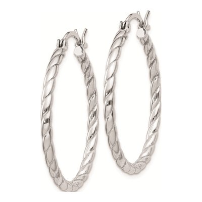 Sterling Silver 30mm Twisted Hoop Earrings – view 3