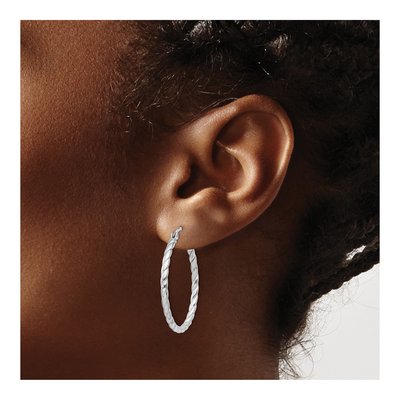 Sterling Silver 30mm Twisted Hoop Earrings – view 4