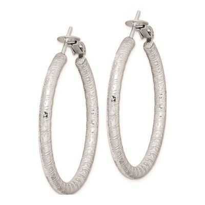 Sterling Silver 40mm Omega Hoop Earrings – view 3