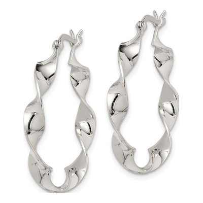 Sterling Silver 30mm Twisted Hoop Earrings – view 3