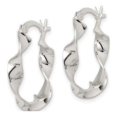 Sterling Silver 22mm Twisted Hoop Earrings – view 3