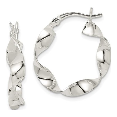 Sterling Silver 22mm Twisted Hoop Earrings