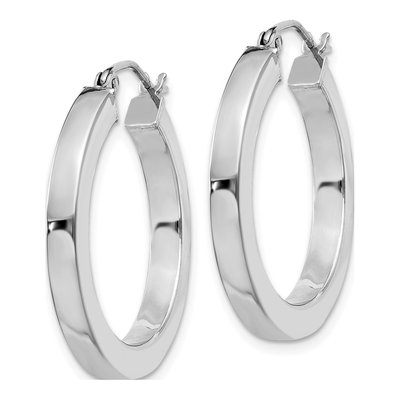 Sterling Silver 25mm Square Tube Hoop Earrings – view 3
