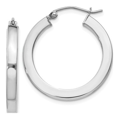 Sterling Silver 25mm Square Tube Hoop Earrings