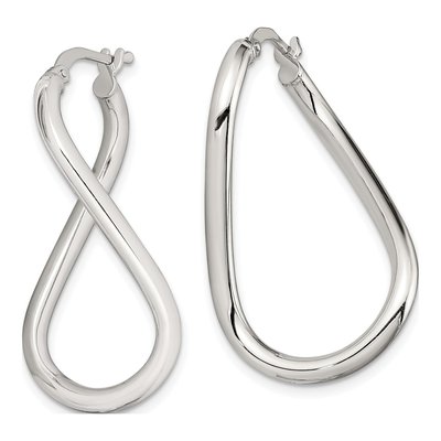 Sterling Silver 28mm Twisted Oval Hoop Earrings – view 3