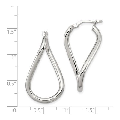 Sterling Silver 28mm Twisted Oval Hoop Earrings – view 5