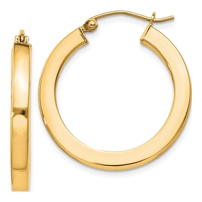 Gold-Plated Sterling Silver 25mm Gold-Flash Square Tube Hoop Earrings
