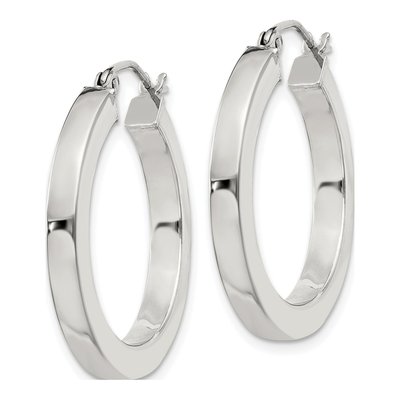Sterling Silver 25mm Square Tube Hoop Earrings – view 3
