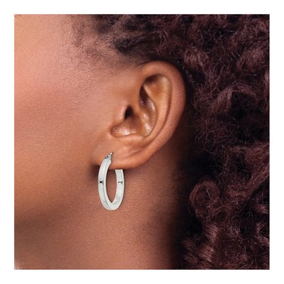 Sterling Silver 25mm Square Tube Hoop Earrings – view 4