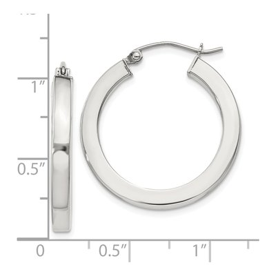 Sterling Silver 25mm Square Tube Hoop Earrings – view 5