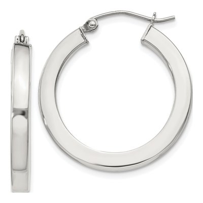 Sterling Silver 25mm Square Tube Hoop Earrings