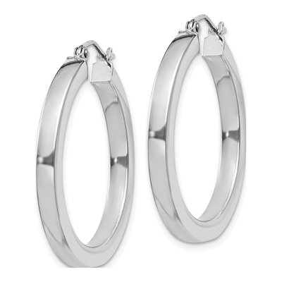 Sterling Silver 30mm Square Tube Hoop Earrings – view 3