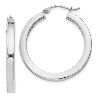 Sterling Silver 30mm Square Tube Hoop Earrings