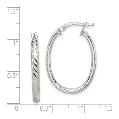 Sterling Silver Textured Oval Hoop Earrings – view 5