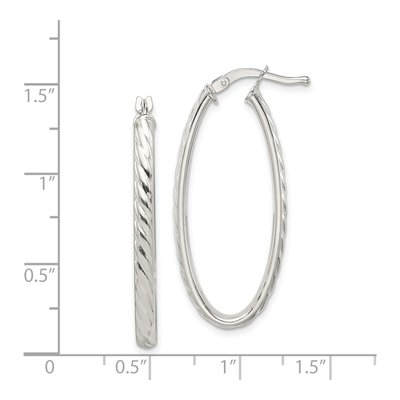 Sterling Silver Textured Oval Hoop Earrings – view 5