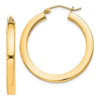Gold-Plated Sterling Silver 30mm Flash-Plated Square Tube Hoop Earrings