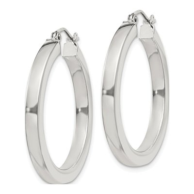 Sterling Silver 30mm Square Tube Hoop Earrings – view 3