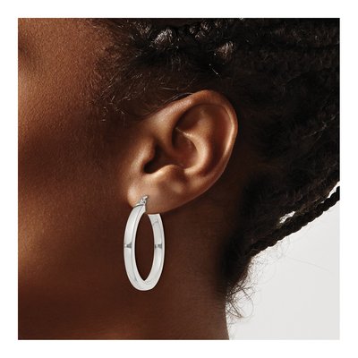 Sterling Silver 30mm Square Tube Hoop Earrings – view 4