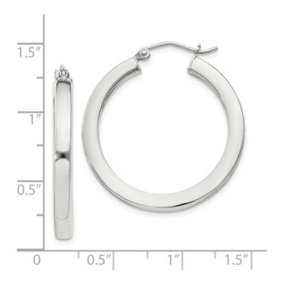 Sterling Silver 30mm Square Tube Hoop Earrings – view 5