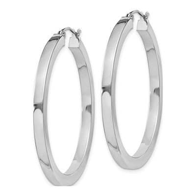 Sterling Silver Square Tube Hoop Earrings, 40mm – view 3