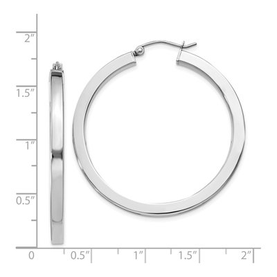 Sterling Silver Square Tube Hoop Earrings, 40mm – view 5