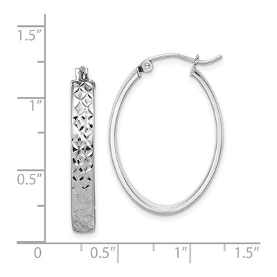 Sterling Silver 27mm Diamond-Cut Oval Hoop Earrings – view 5