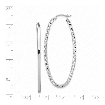 Sterling Silver 50mm Diamond-Cut Oval Hoop Earrings – view 5