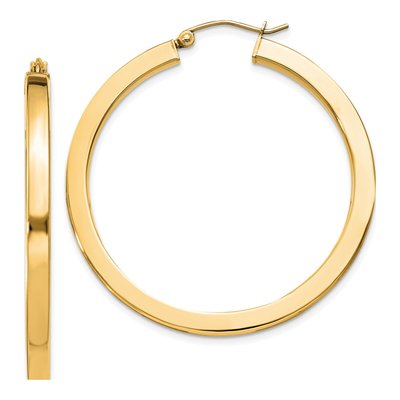 Gold-Plated Sterling Silver 40mm Gold-Flash Square Tube Hoop Earrings