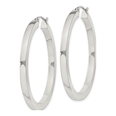 Sterling Silver 40mm Square Tube Hoop Earrings – view 3