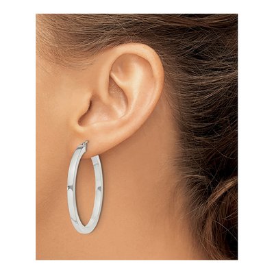 Sterling Silver 40mm Square Tube Hoop Earrings – view 4