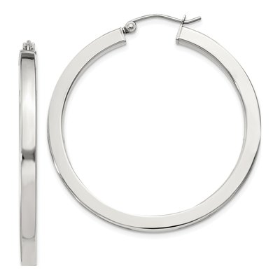 Sterling Silver 40mm Square Tube Hoop Earrings