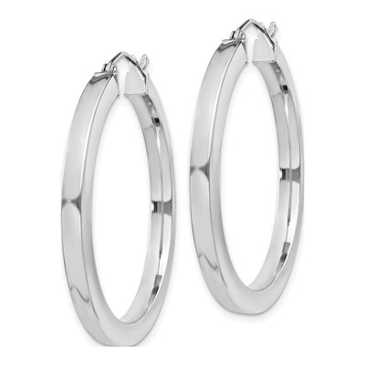 Sterling Silver Square Tube Hoop Earrings 35mm – view 3