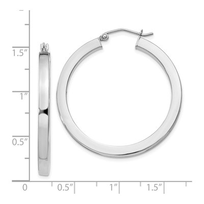Sterling Silver Square Tube Hoop Earrings 35mm – view 5
