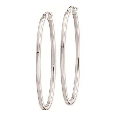 Sterling Silver 51mm Oval Hoop Earrings – view 3