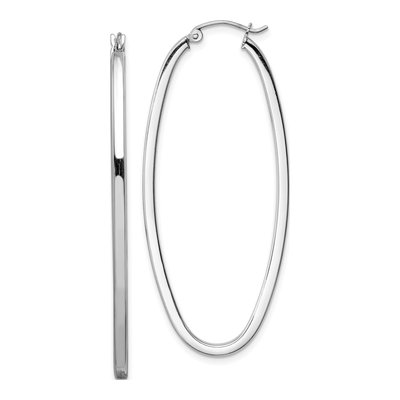 Sterling Silver 51mm Oval Hoop Earrings