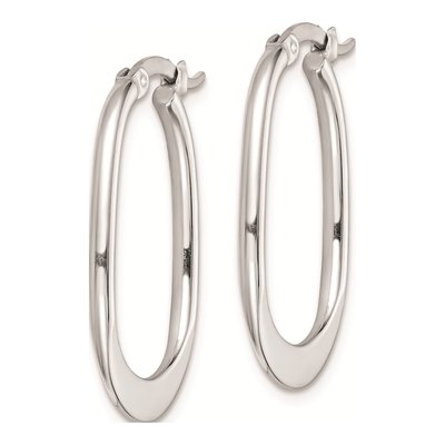 Sterling Silver 24mm Squared Oval Hoop Earrings – view 3