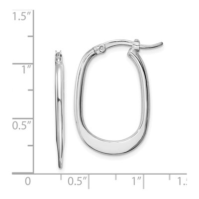Sterling Silver 24mm Squared Oval Hoop Earrings – view 5