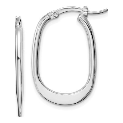 Sterling Silver 24mm Squared Oval Hoop Earrings