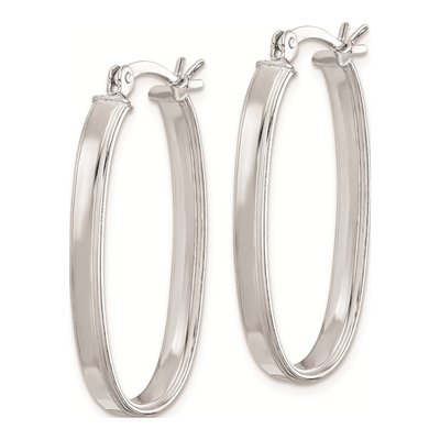Sterling Silver 29mm Oval Hoop Earrings – view 3