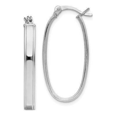 Sterling Silver 29mm Oval Hoop Earrings