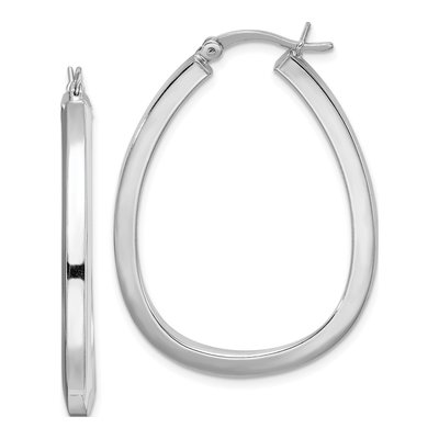 Sterling Silver 38mm Teardrop Hoop Earrings