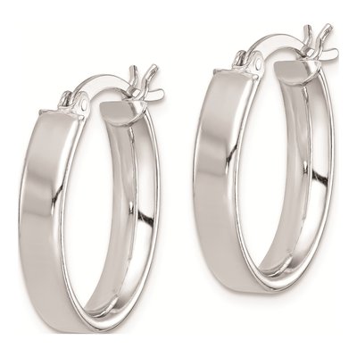 Sterling Silver 20mm Oval Hoop Earrings – view 3