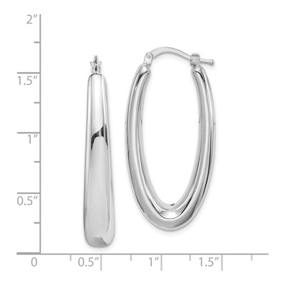 Sterling Silver 38mm Hollow Oval Hoop Earrings – view 5
