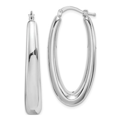 Sterling Silver 38mm Hollow Oval Hoop Earrings