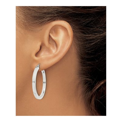 Sterling Silver 35mm Square Tube Hoop Earrings – view 4