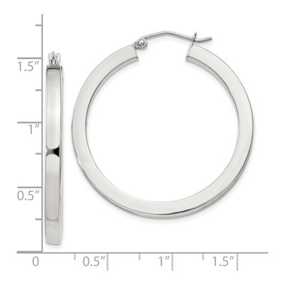 Sterling Silver 35mm Square Tube Hoop Earrings – view 5