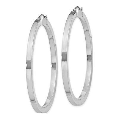 Sterling Silver Square Tube Hoop Earrings, 50mm – view 3