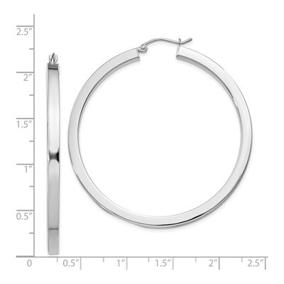 Sterling Silver Square Tube Hoop Earrings, 50mm – view 5
